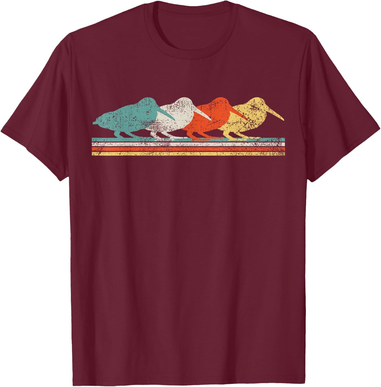 Woodcock Birds Retro Vintage T-Shirt - T-Shirt | Maroon