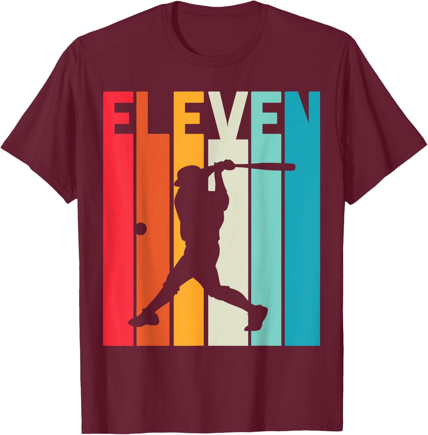 11th Birthday Retro Baseball 11 Years Old Boy Girl T-Shirt - T-Shirt | Maroon