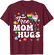 Cute Free Mom Hugs Gay Pride Transgender Rainbow Flag T-Shirt - T-Shirt | Maroon