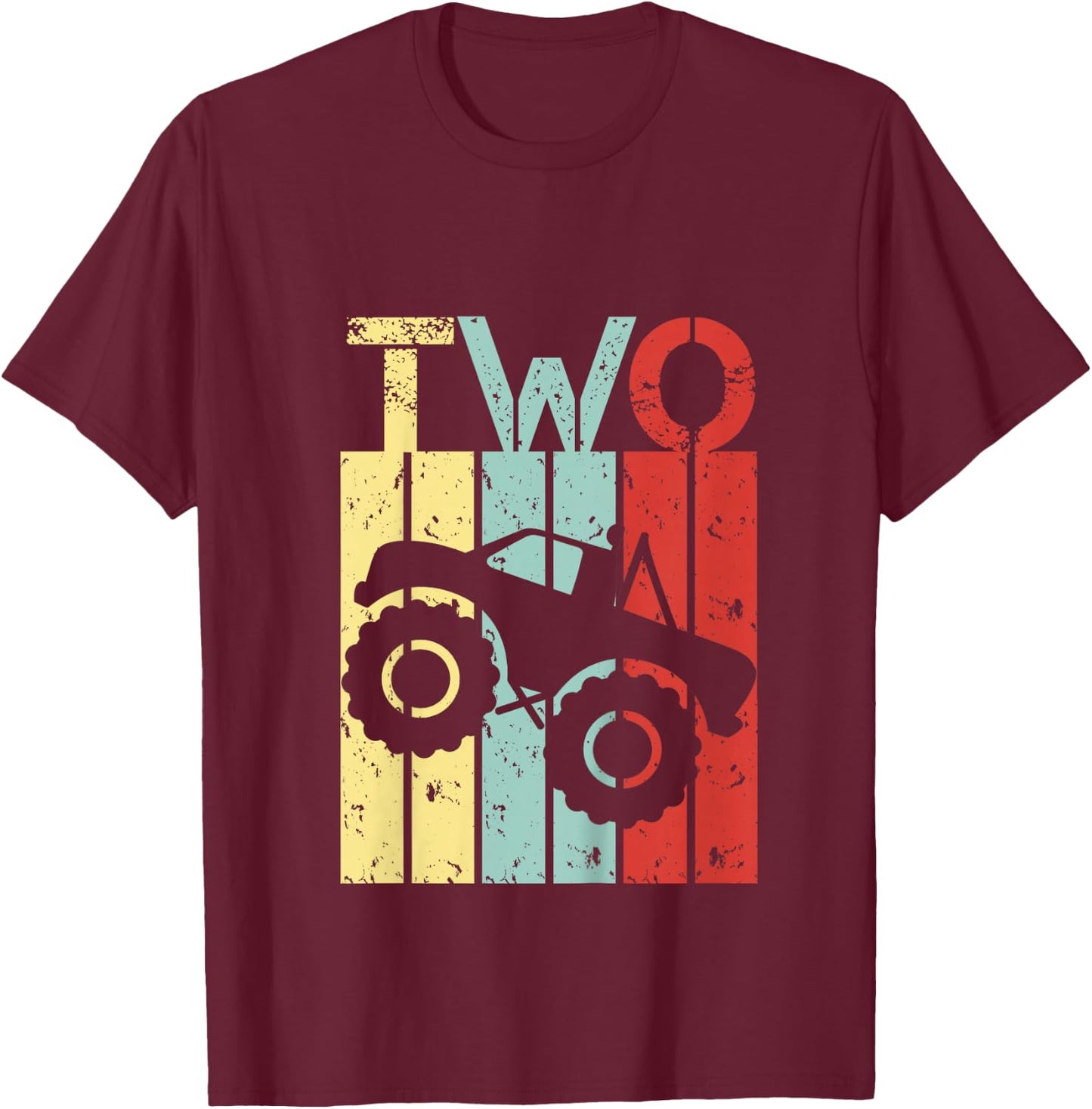 Kids 2 year old Monster Truck birthday Boy Girl 2nd birthday T-Shirt - T-Shirt | Maroon