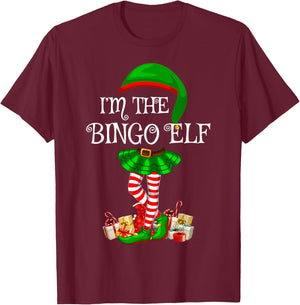 Matching Family Women Girls I'm The Bingo Elf Christmas T-Shirt - T-Shirt | Maroon