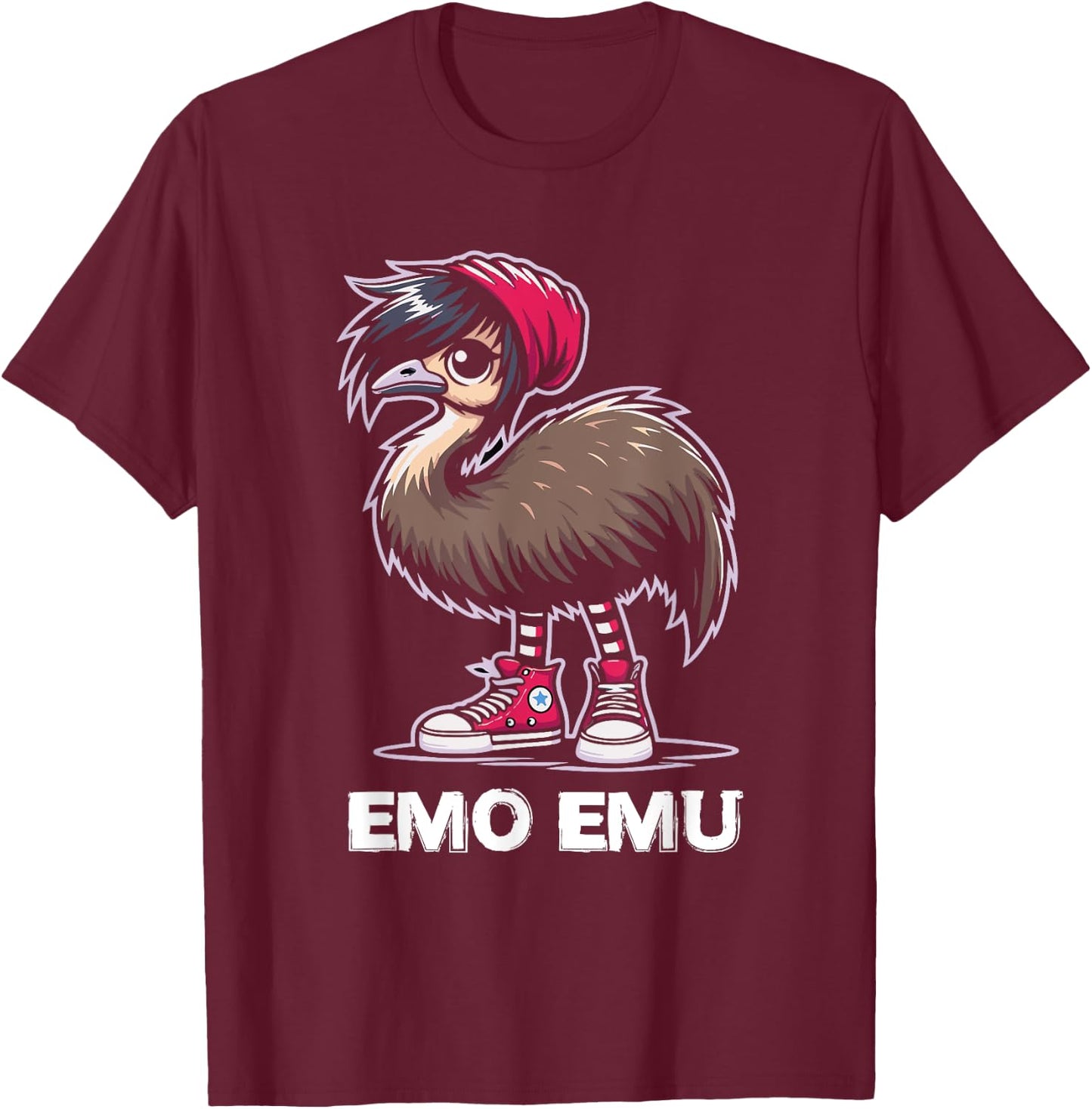 Emo Emu Bird Emocore Punk Goth Gothic T-Shirt - T-Shirt | Maroon