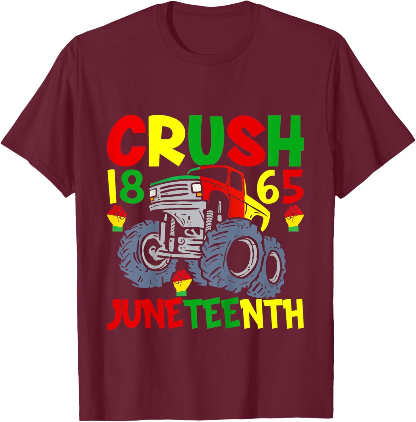 Kids Crush Juneteenth Truck Design For Juneteenth Boys T-Shirt - T-Shirt | Maroon