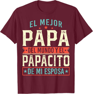 El Mejor Papa Del Mundo Camiseta En Espanol Padre Latino T-Shirt - T-Shirt | Maroon