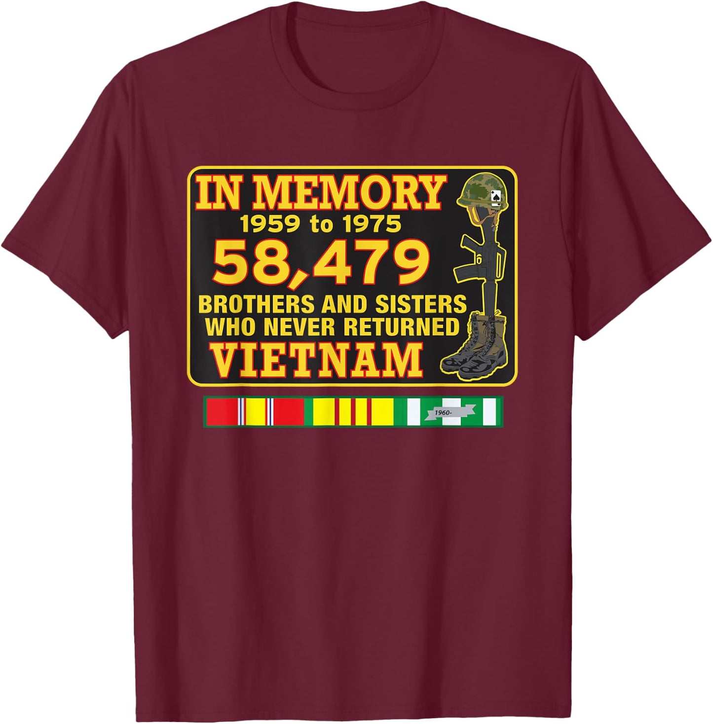 In Memory Vietnam 58,479 T-Shirt - T-Shirt | Maroon