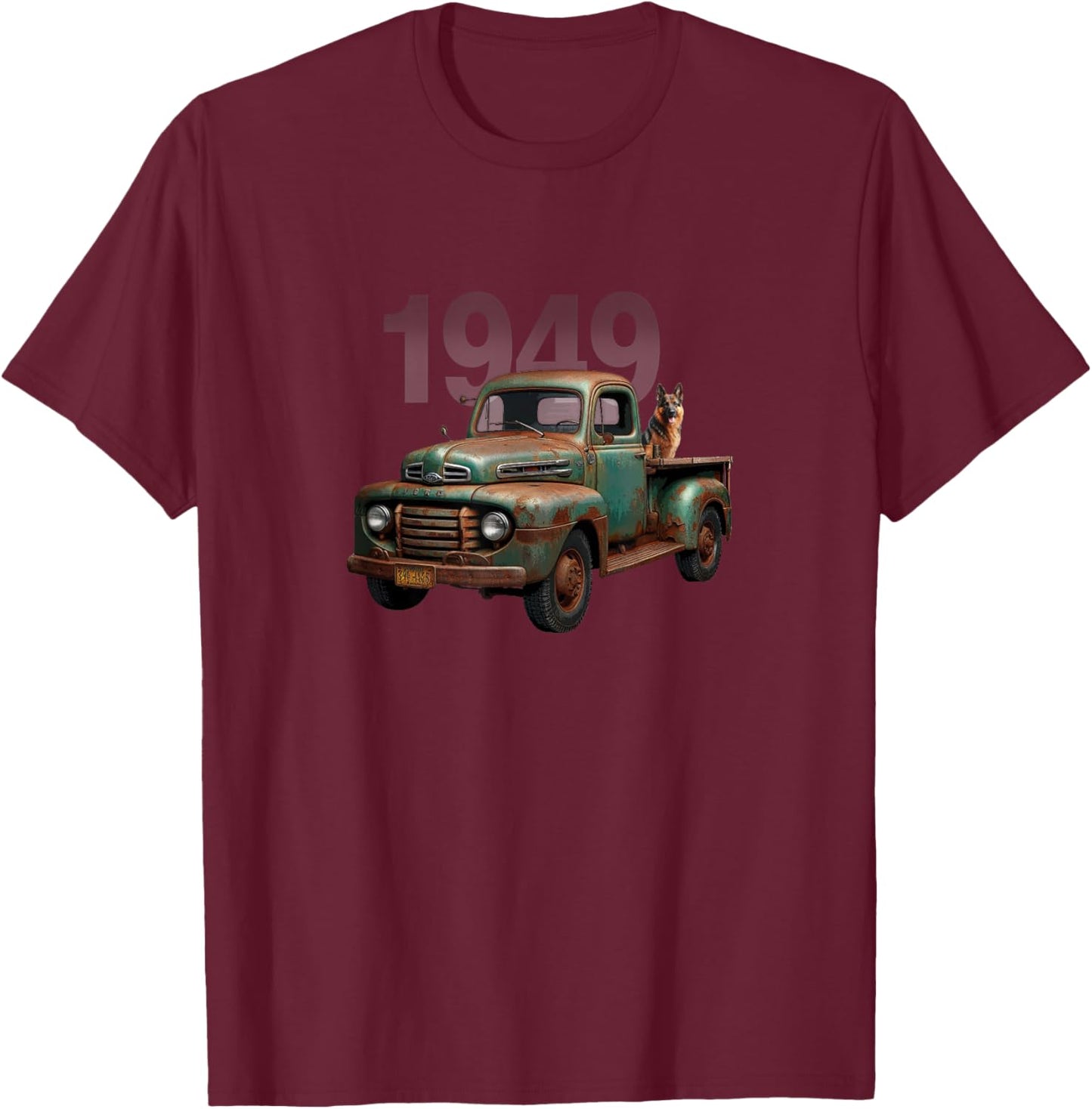 Old Green 1949 Pickup Truck, Vintage Pick Up, Classic Trucks T-Shirt - T-Shirt | Maroon