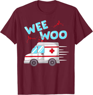 EMS Ambulance wee woo paramedic EMT gift boo boo bus T-Shirt - T-Shirt | Maroon