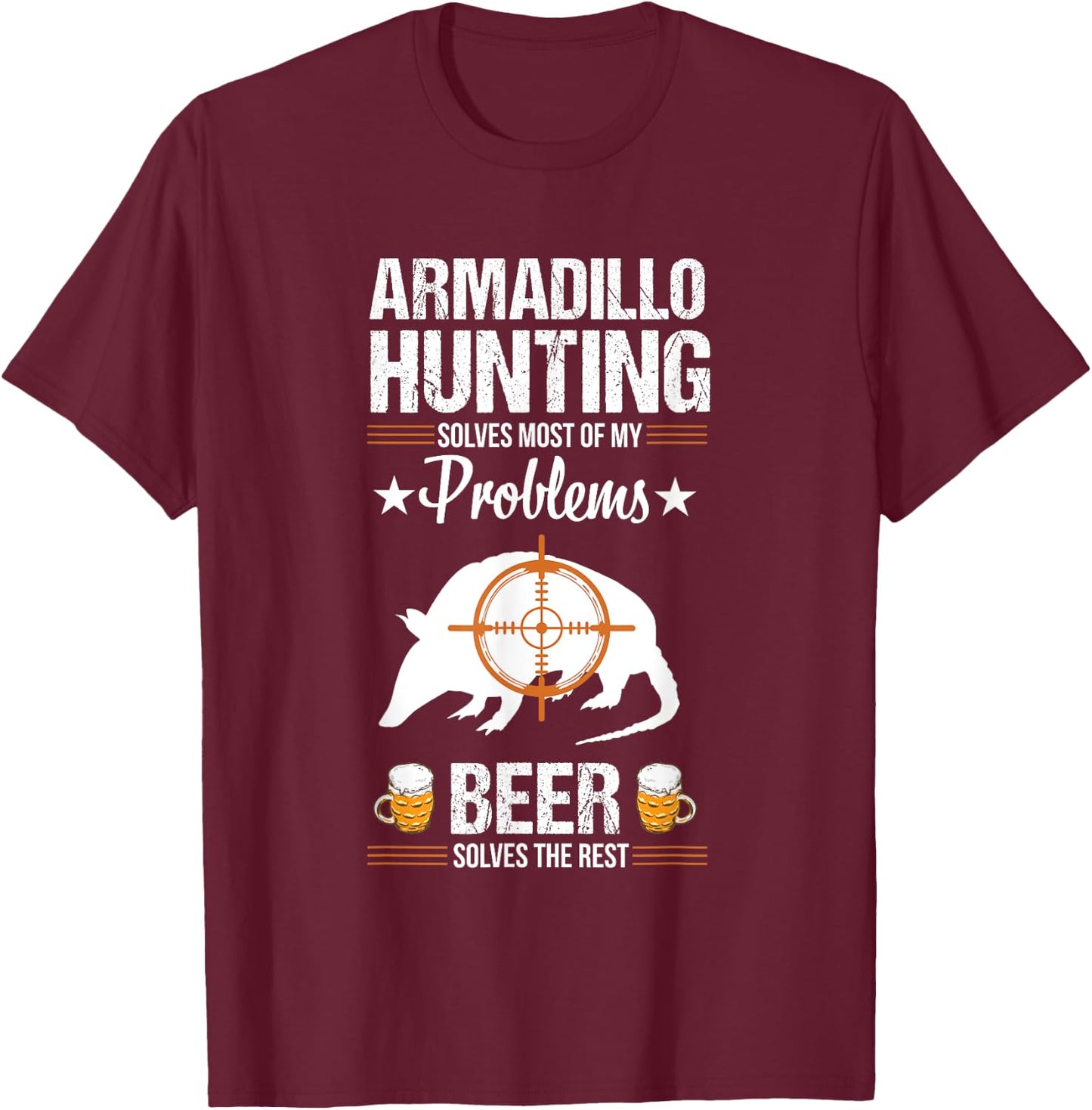Funny Beer Lover Armadillo Possum Hunting Hunter Hunt T-Shirt - T-Shirt | Maroon