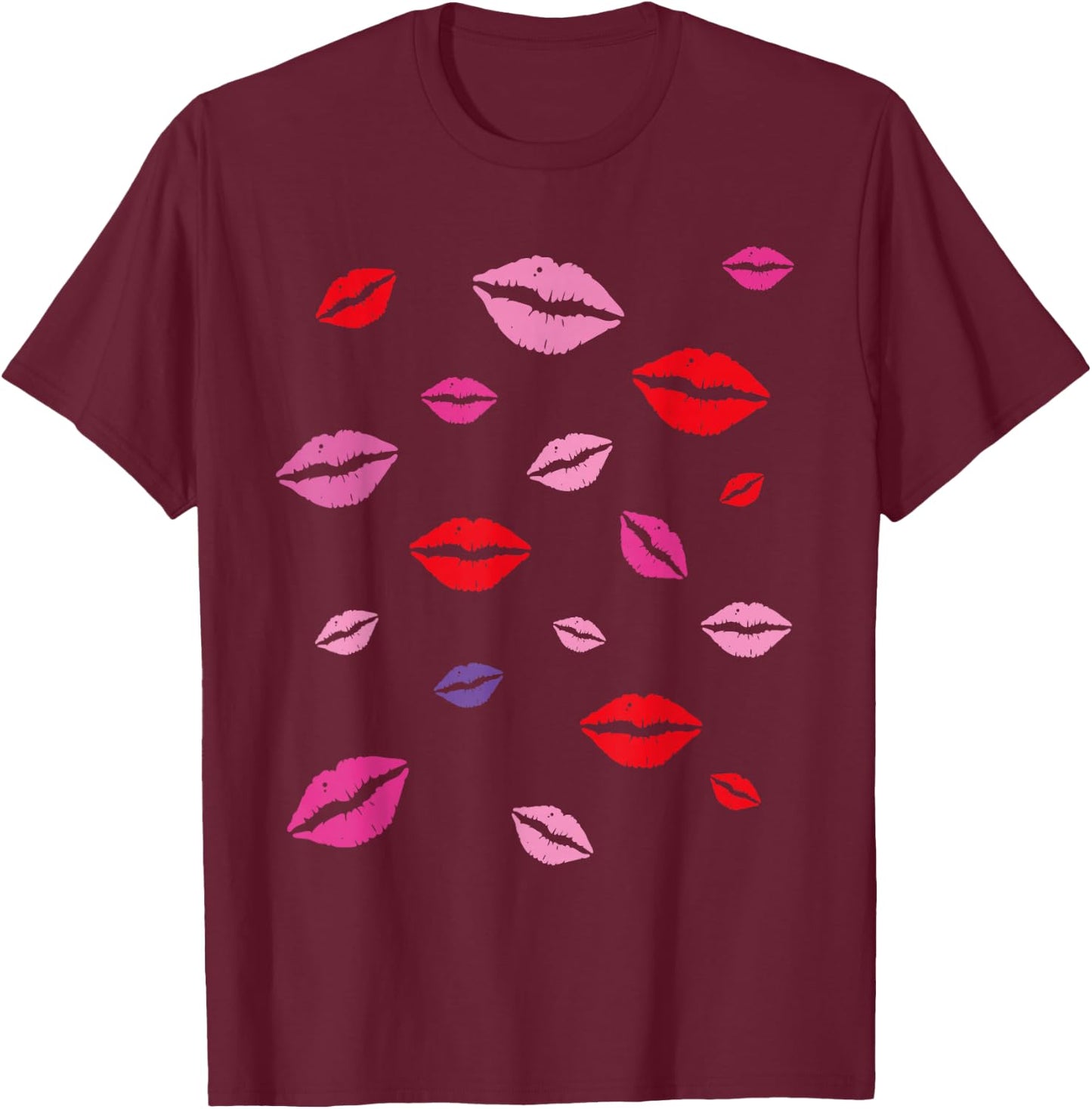 Kisses Painted Lips. T-Shirt - T-Shirt | Maroon
