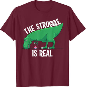 Funny T-rex Gift Men Women Cool The Struggle Is Real Cupcake T-Shirt - T-Shirt | Maroon