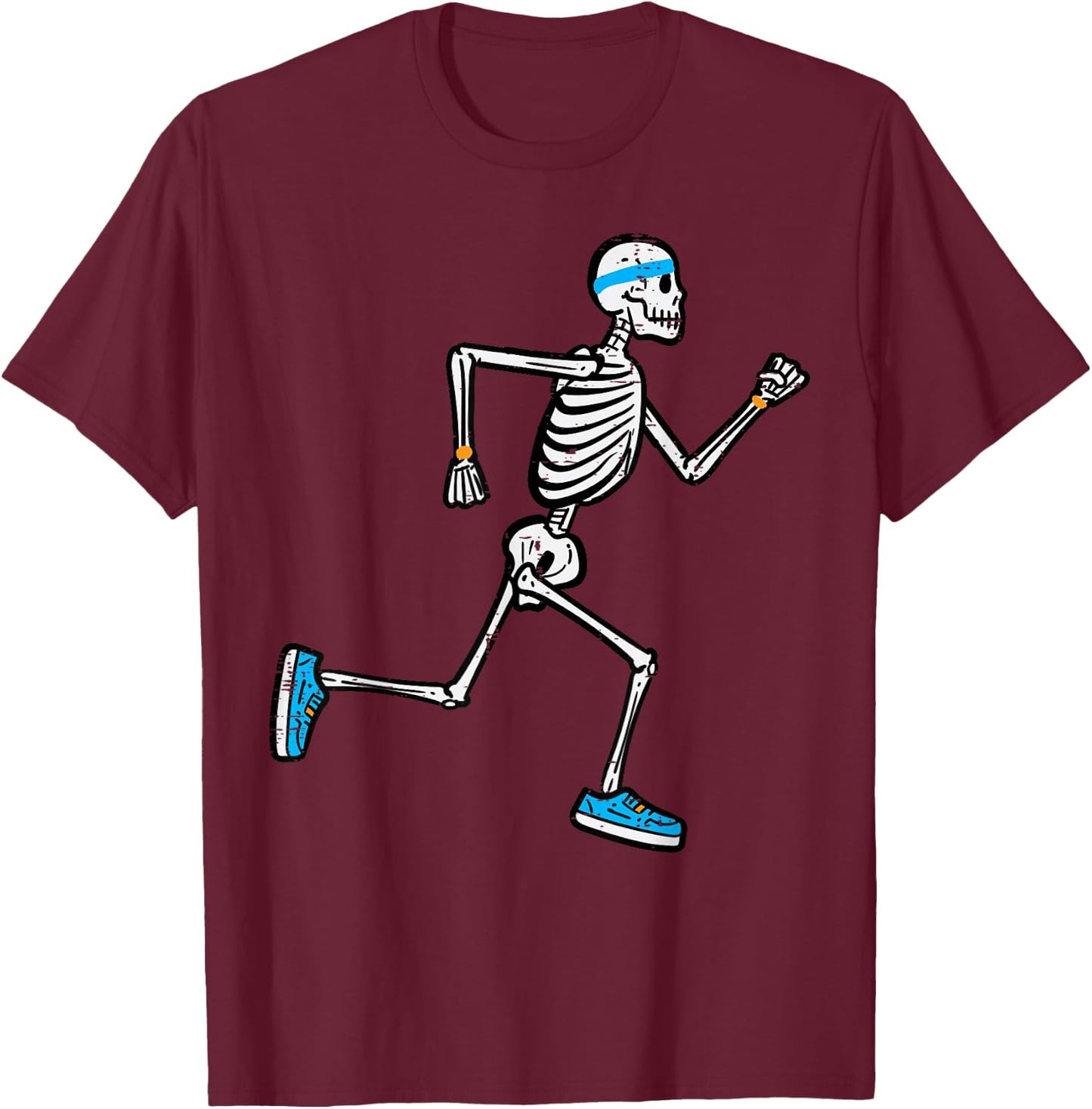 Halloween Skeleton Running Marathon Costume Men Women Kids T-Shirt - T-Shirt | Maroon