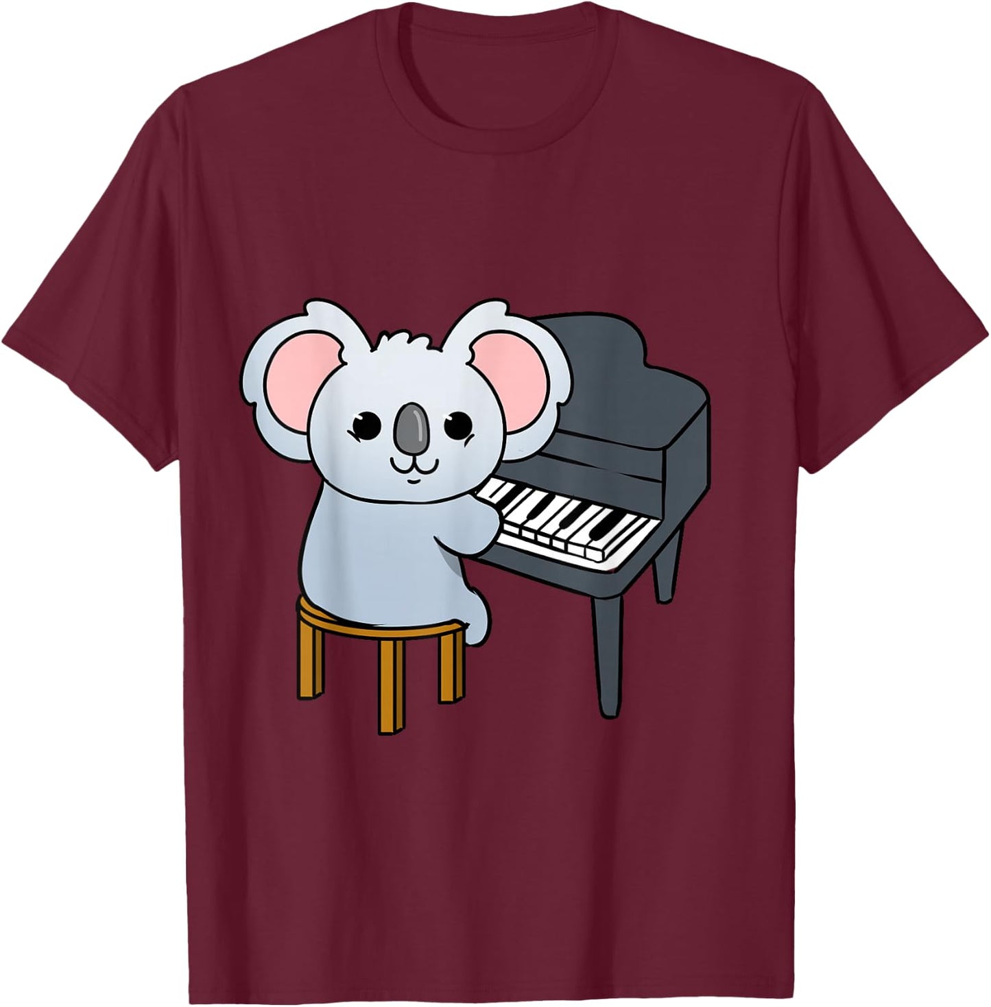 Koala Playing Piano T-Shirt - T-Shirt | Maroon