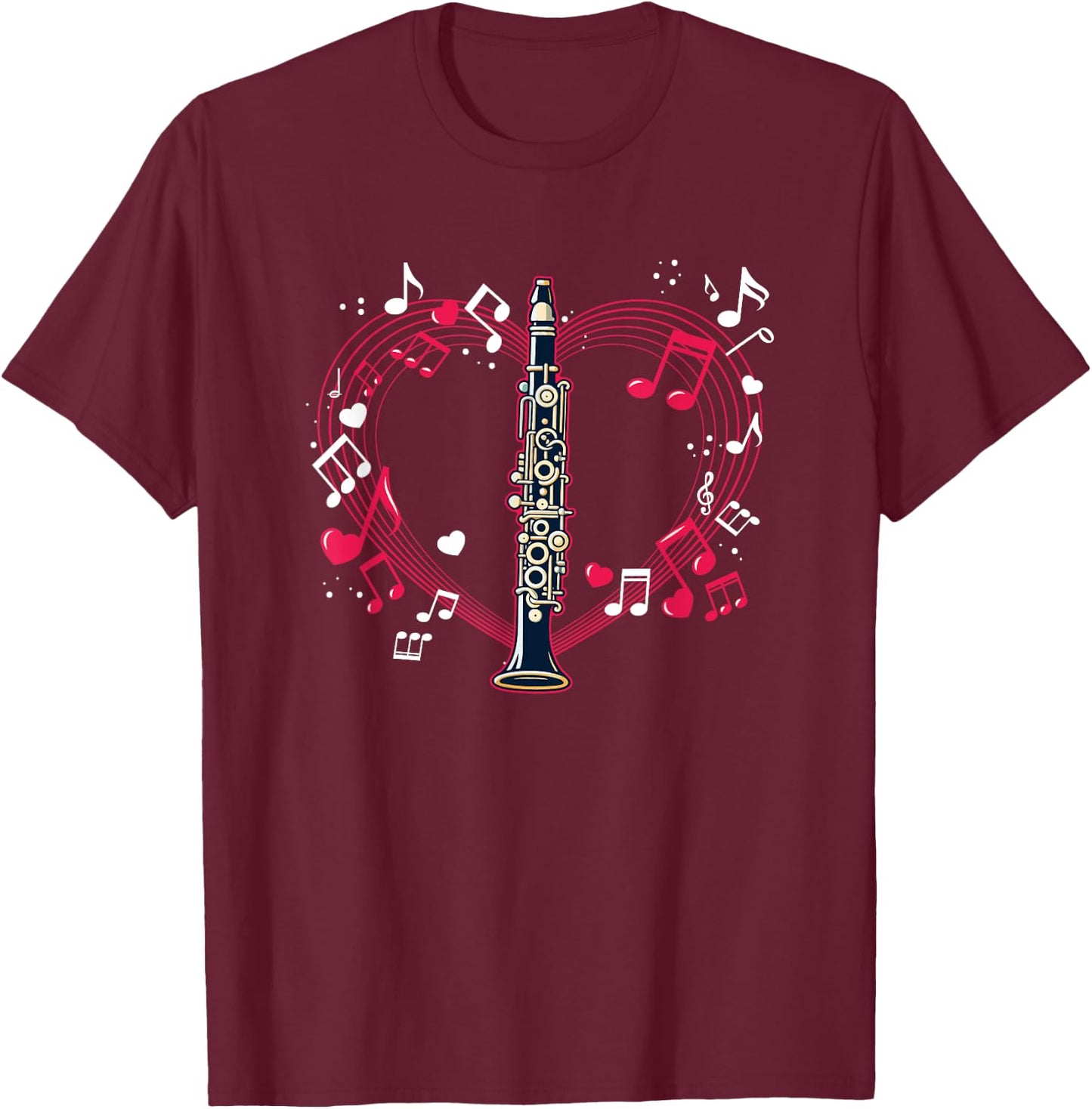 Clarinetist Player Marching Band Music Notes Clarinet T-Shirt - T-Shirt | Maroon