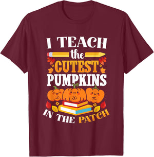 Halloween Teacher Cute Pumpkin Patch Classroom KIndergarten T-Shirt - T-Shirt | Maroon