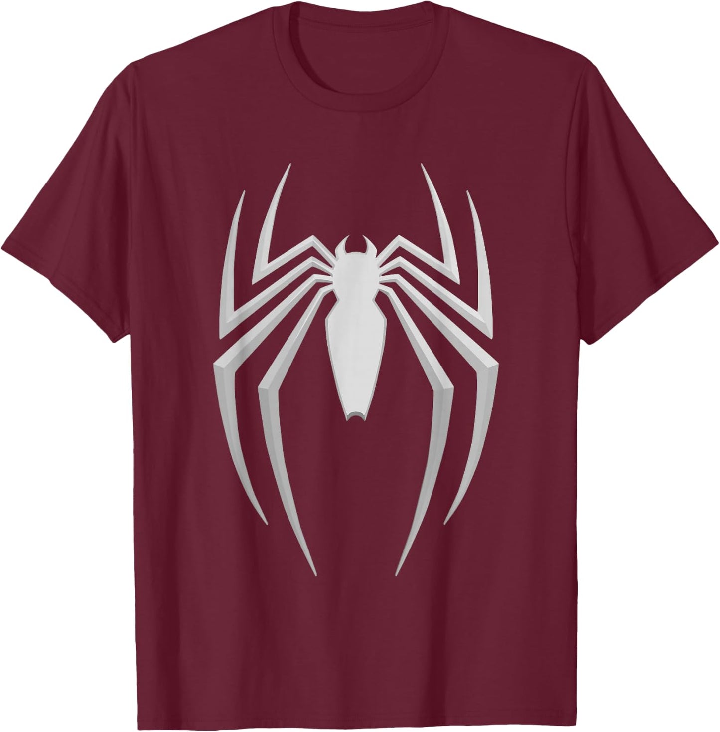 Marvel Spider-Man 2 Silver Spider Chest Emblem T-Shirt - T-Shirt | Maroon