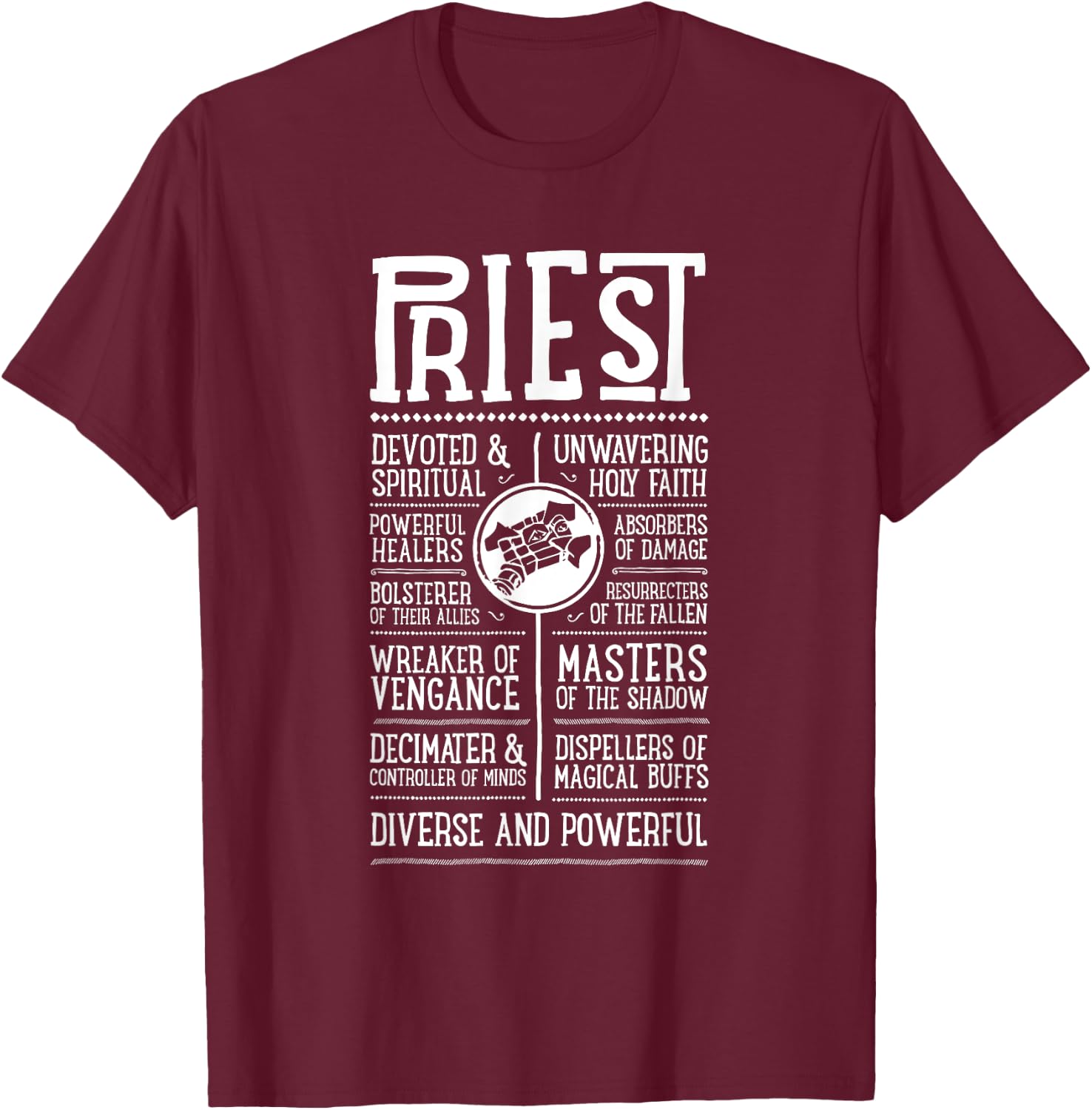 WoW Priest Role Playing Gamer T-Shirt - T-Shirt | Maroon
