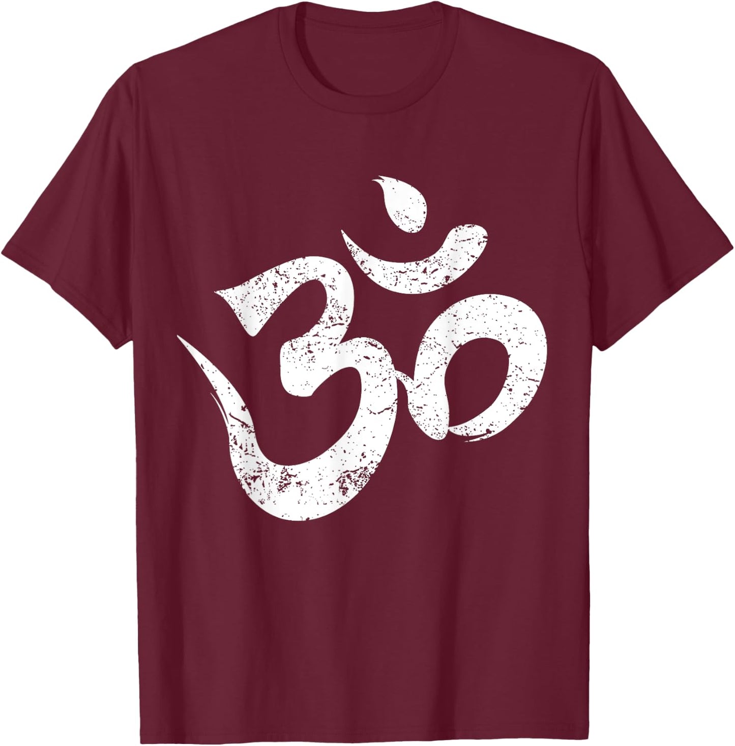 Distressed Om Meditation Spiritual Indian Yoga Symbol Om T-Shirt - T-Shirt | Maroon