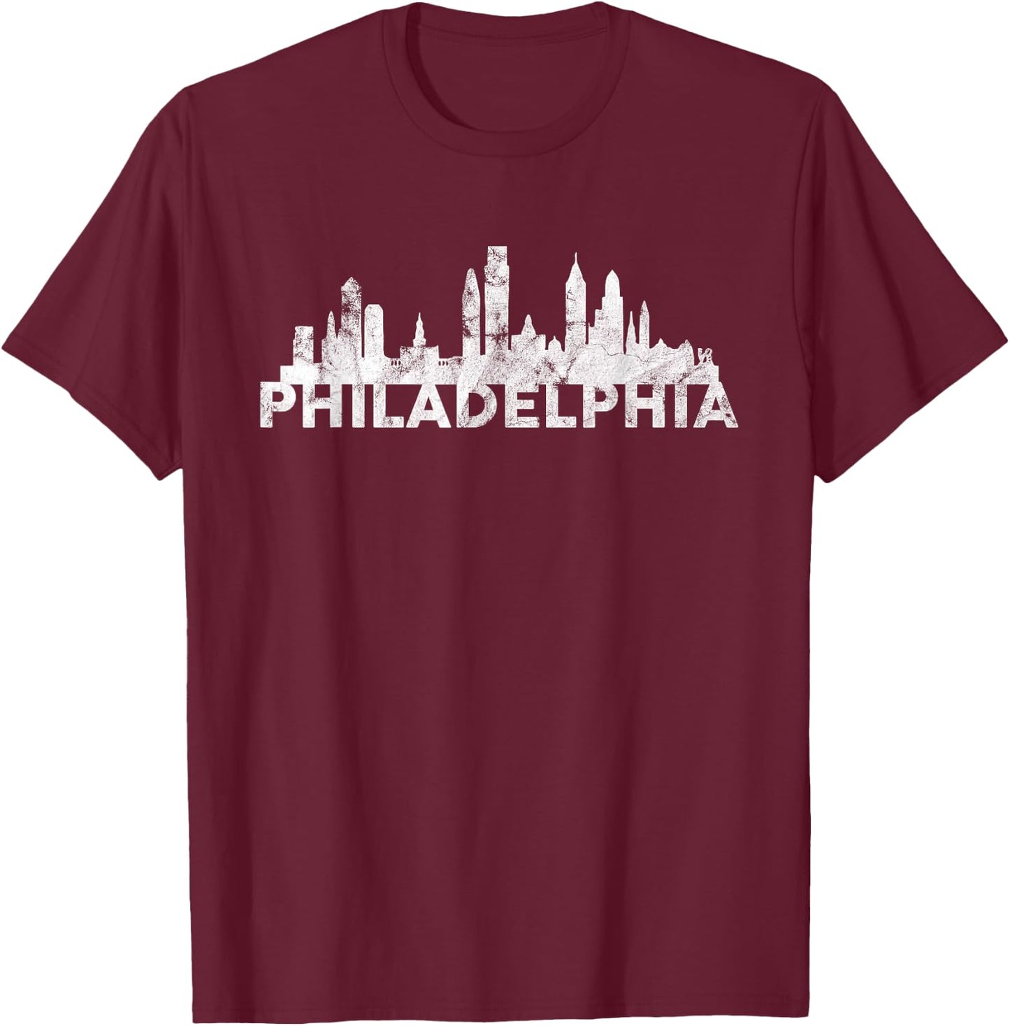 Love Philadelphia Skyline Downtown Cityscape Philly Souvenir T-Shirt - T-Shirt | Maroon