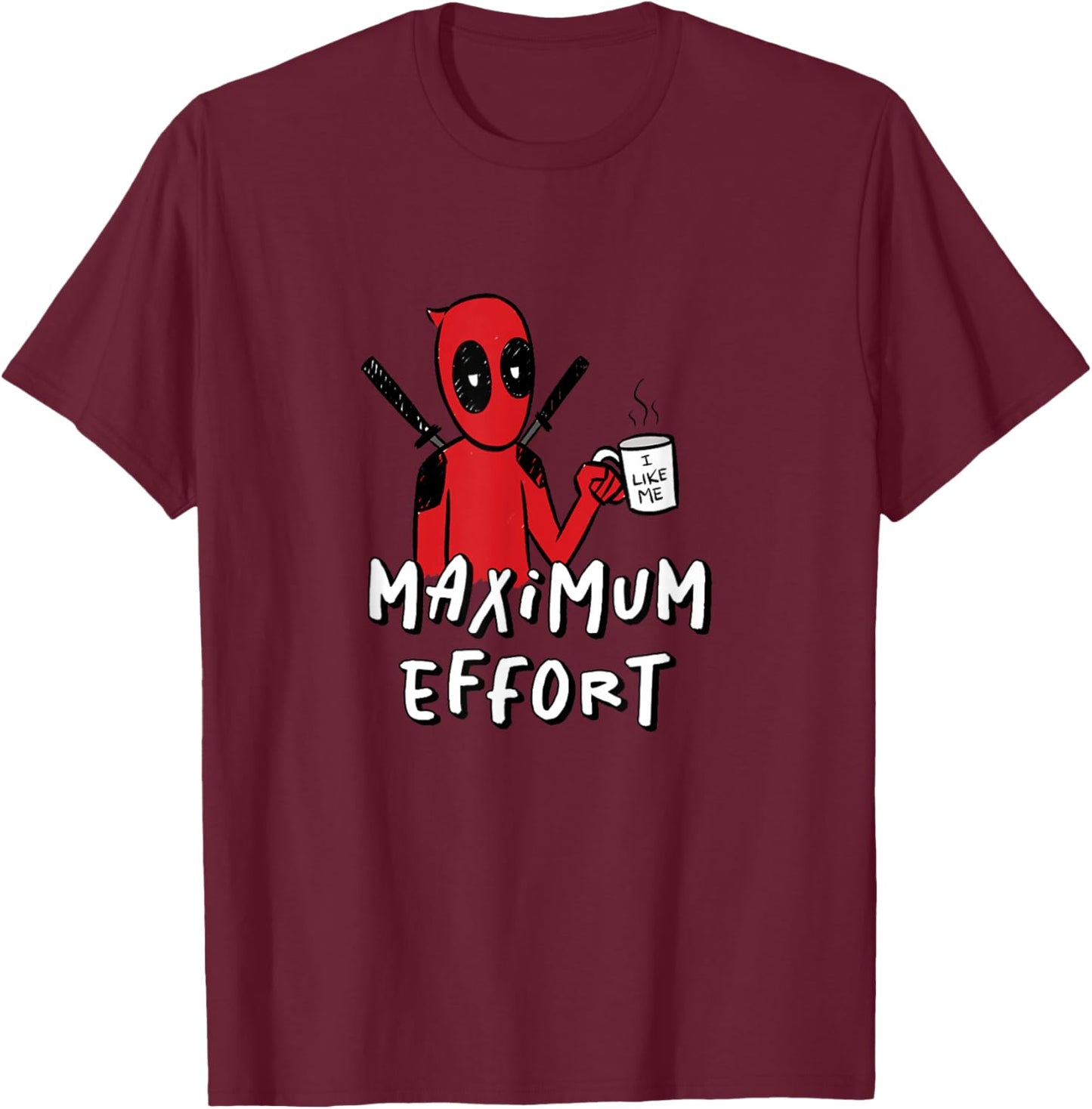Marvel Studios Deadpool & Wolverine Maximum Effort Coffee T-Shirt - T-Shirt | Maroon