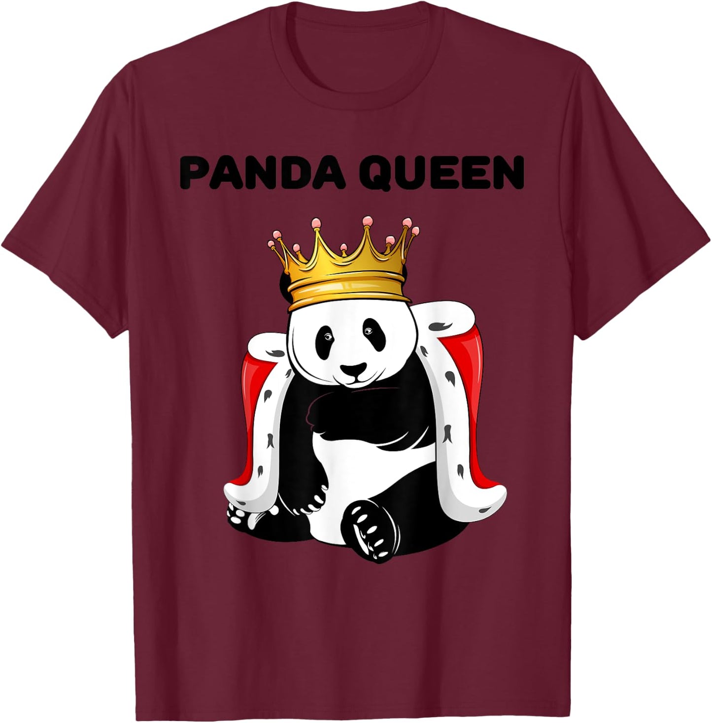 Panda Queen | Girls Panda Lover | Panda T-Shirt - T-Shirt | Maroon