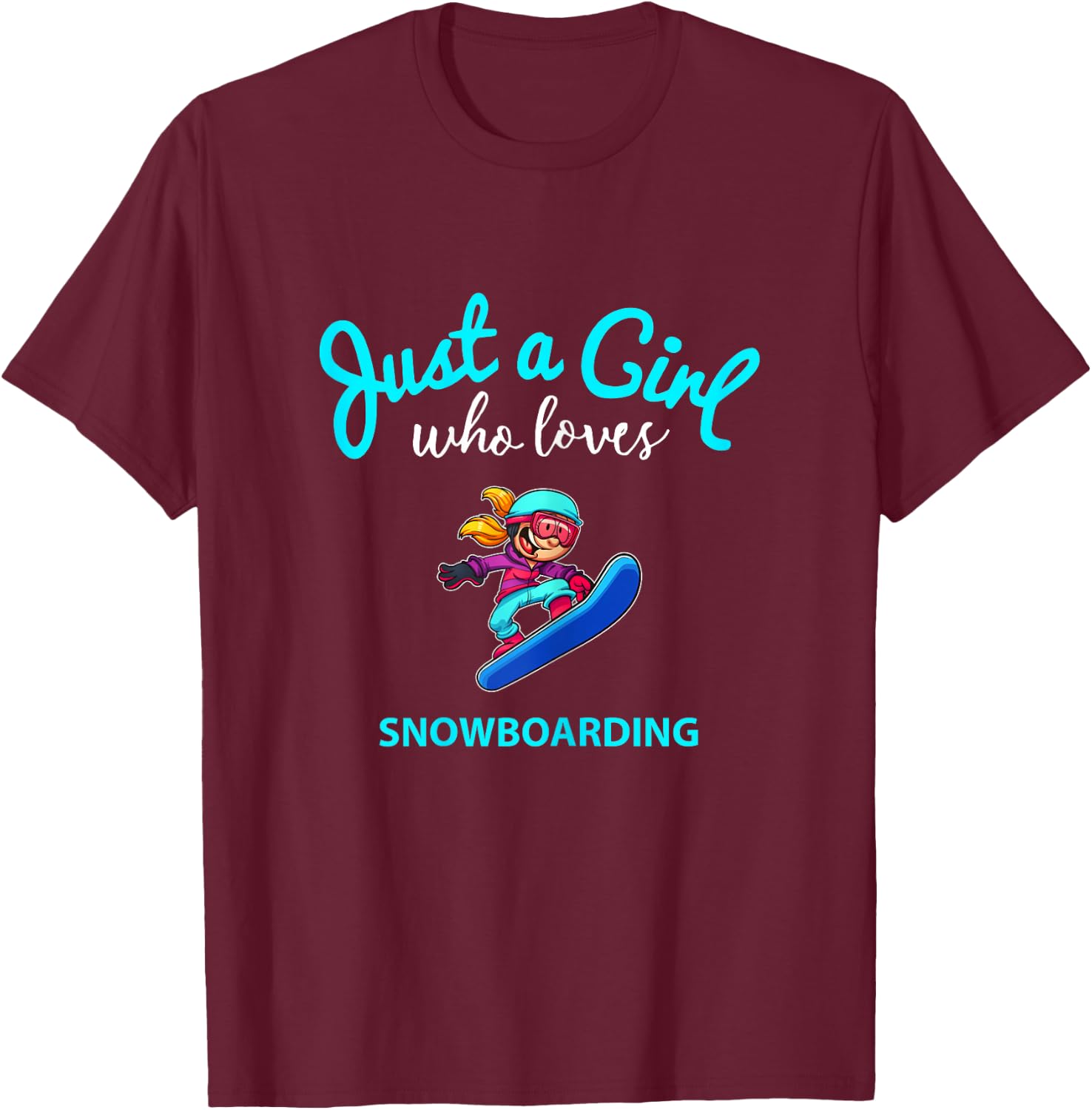 Snowboard Jersey for Girls | Children's Snowboarding T-Shirt - T-Shirt | Maroon