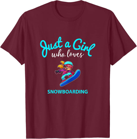 Snowboard Jersey for Girls | Children's Snowboarding T-Shirt - T-Shirt | Maroon
