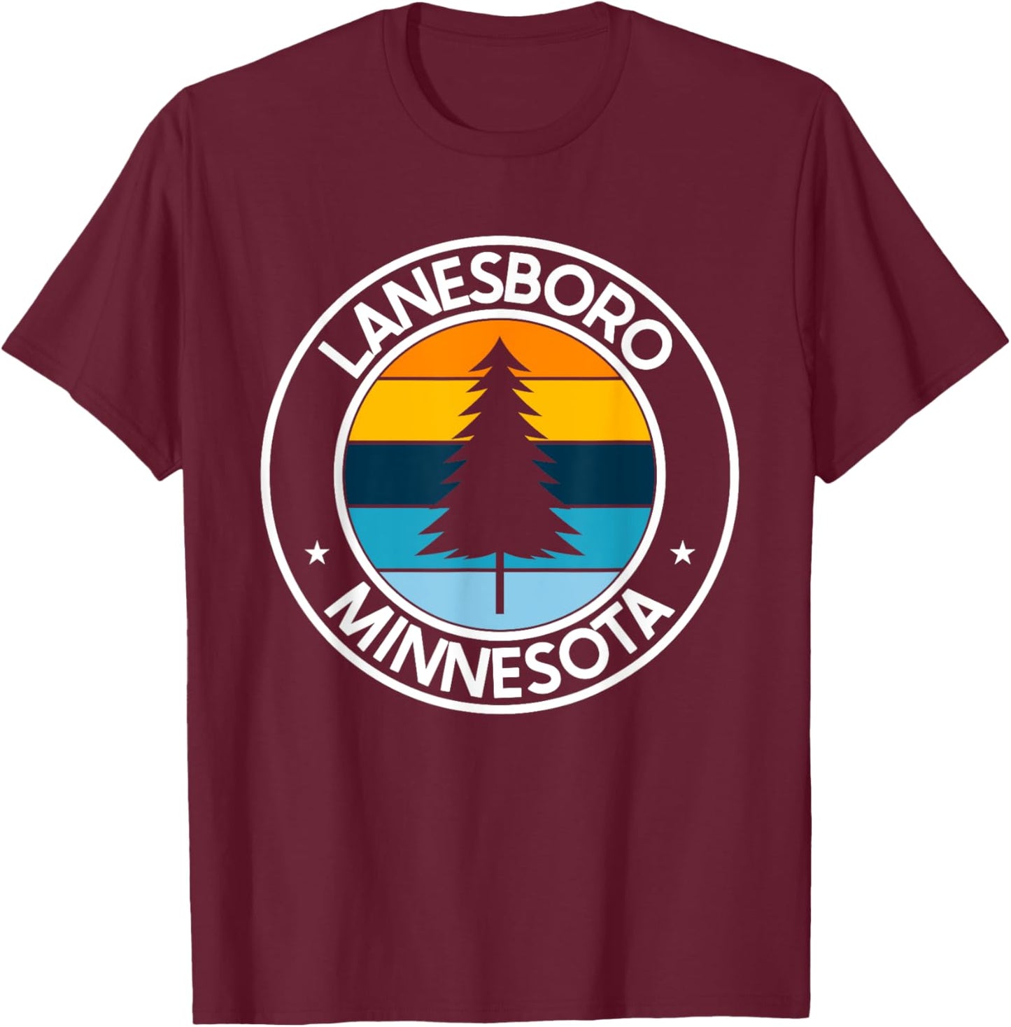 Lanesboro Minnesota MN USA City Pride Retro Sunset T-Shirt - T-Shirt | Maroon