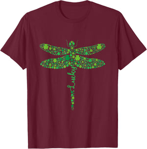 Dragonfly Lucky Shamrock St. Patrick's Day T-Shirt - T-Shirt | Maroon
