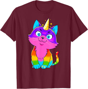Caticorn Unicorn Cat Unikitty Kittycorn Cats Girls Women T-Shirt - T-Shirt | Maroon