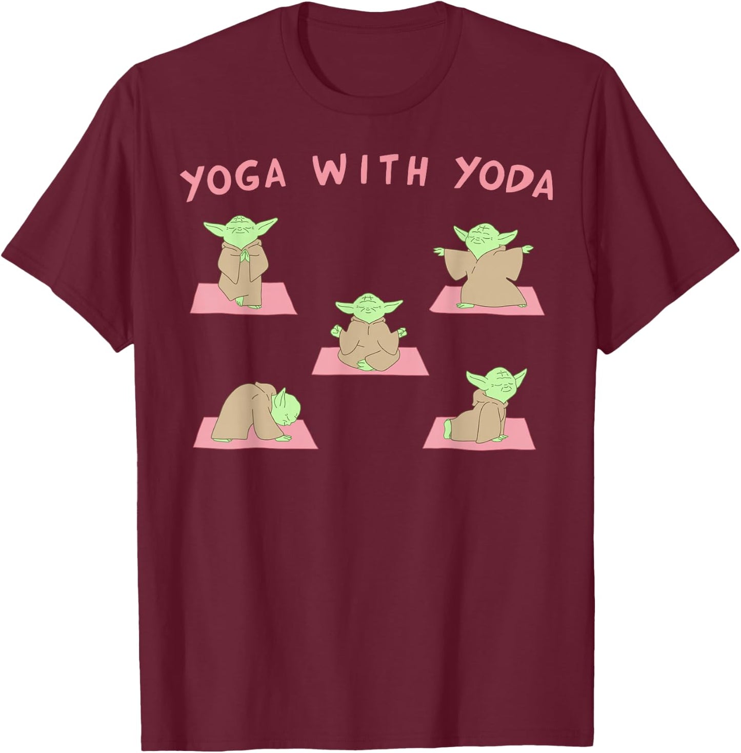 Star Wars Yoga With Yoda T-Shirt - T-Shirt | Maroon