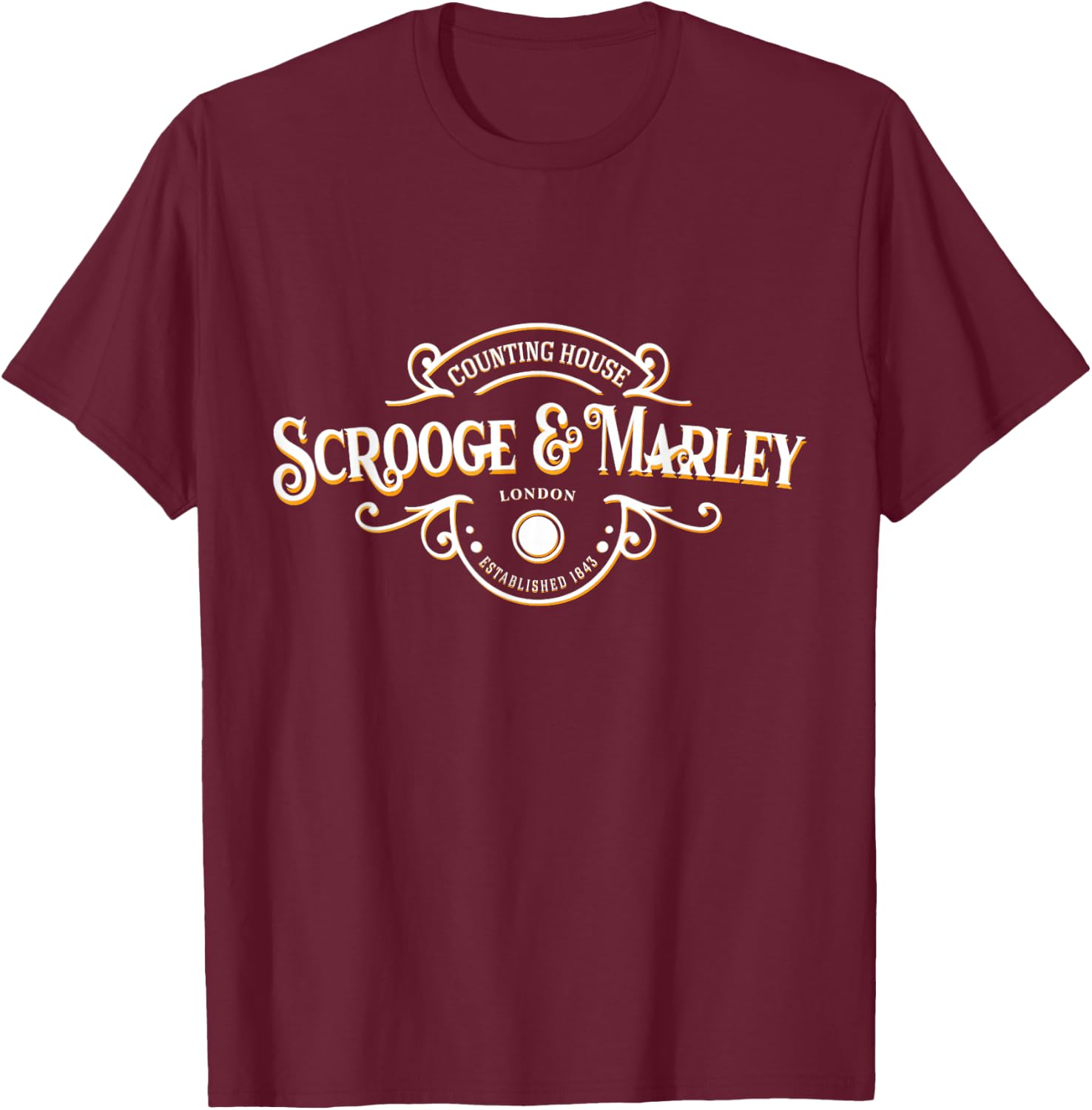 Scrooge and Marley Counting House Christmas Ebenezer Scrooge T-Shirt - T-Shirt | Maroon