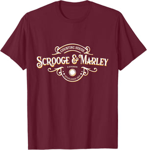 Scrooge and Marley Counting House Christmas Ebenezer Scrooge T-Shirt - T-Shirt | Maroon