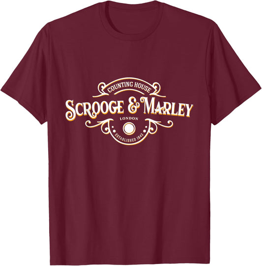 Scrooge and Marley Counting House Christmas Ebenezer Scrooge T-Shirt - T-Shirt | Maroon