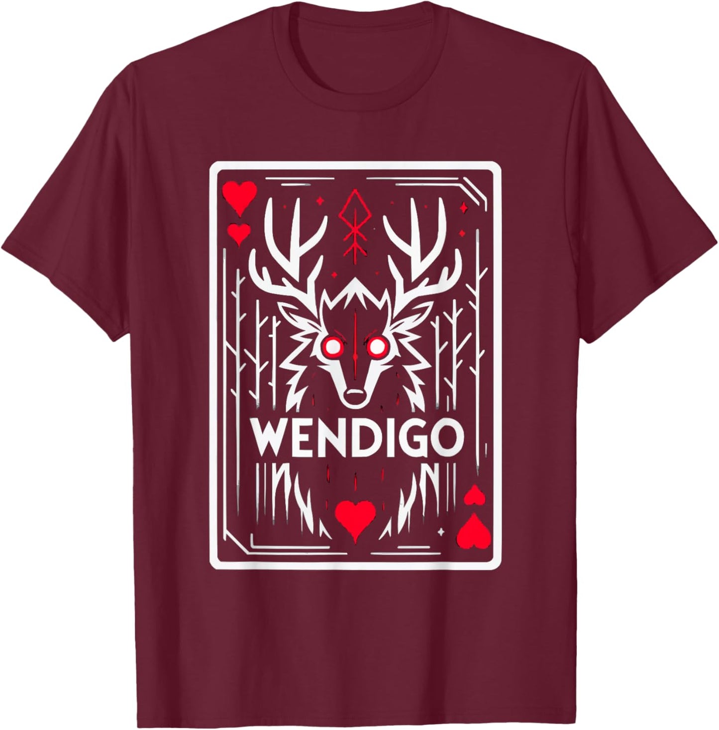 Wendigo Monster Legendary Creature Cryptozoology Cryptid T-Shirt - T-Shirt | Maroon