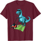Funny Lawn Mower T-Rex Tractor Mowing Gift Kids Toddler T-Shirt - T-Shirt | Maroon