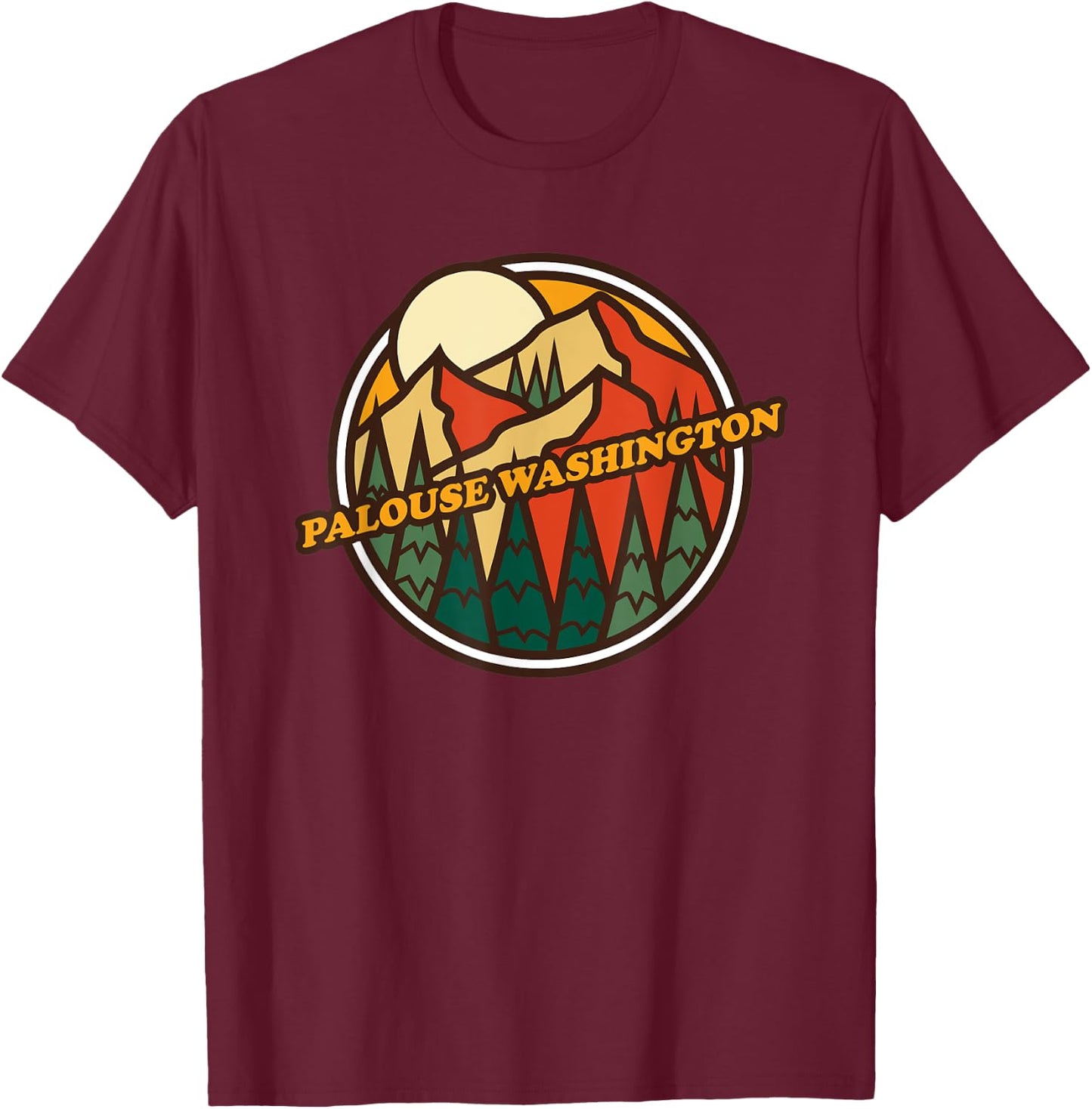 Vintage Palouse, Washington Mountain Hiking Souvenir Print T-Shirt - T-Shirt | Maroon