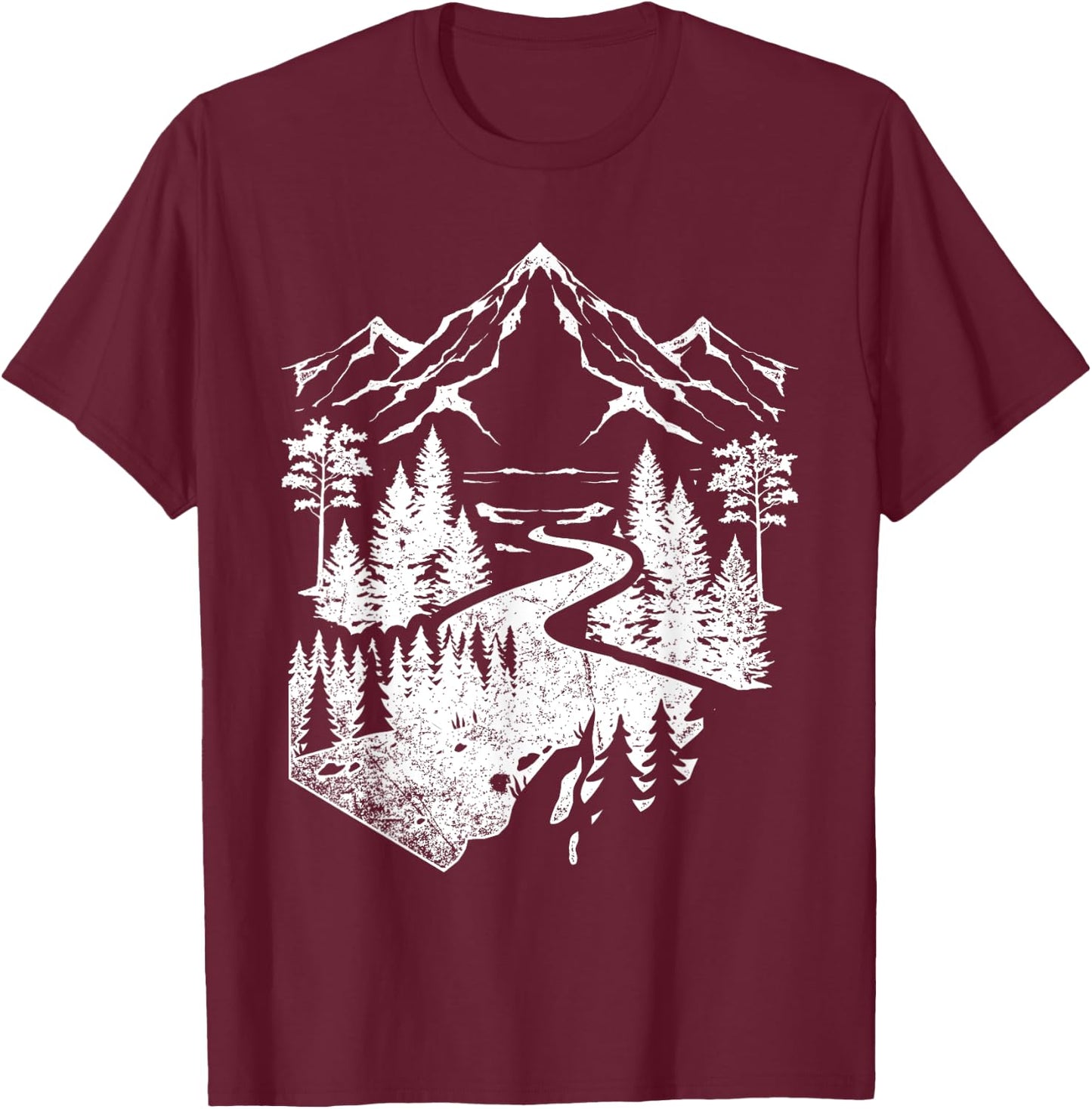 Wildlife Nature Mountains Hiking Outdoor Trees Forest T-Shirt - T-Shirt | Maroon