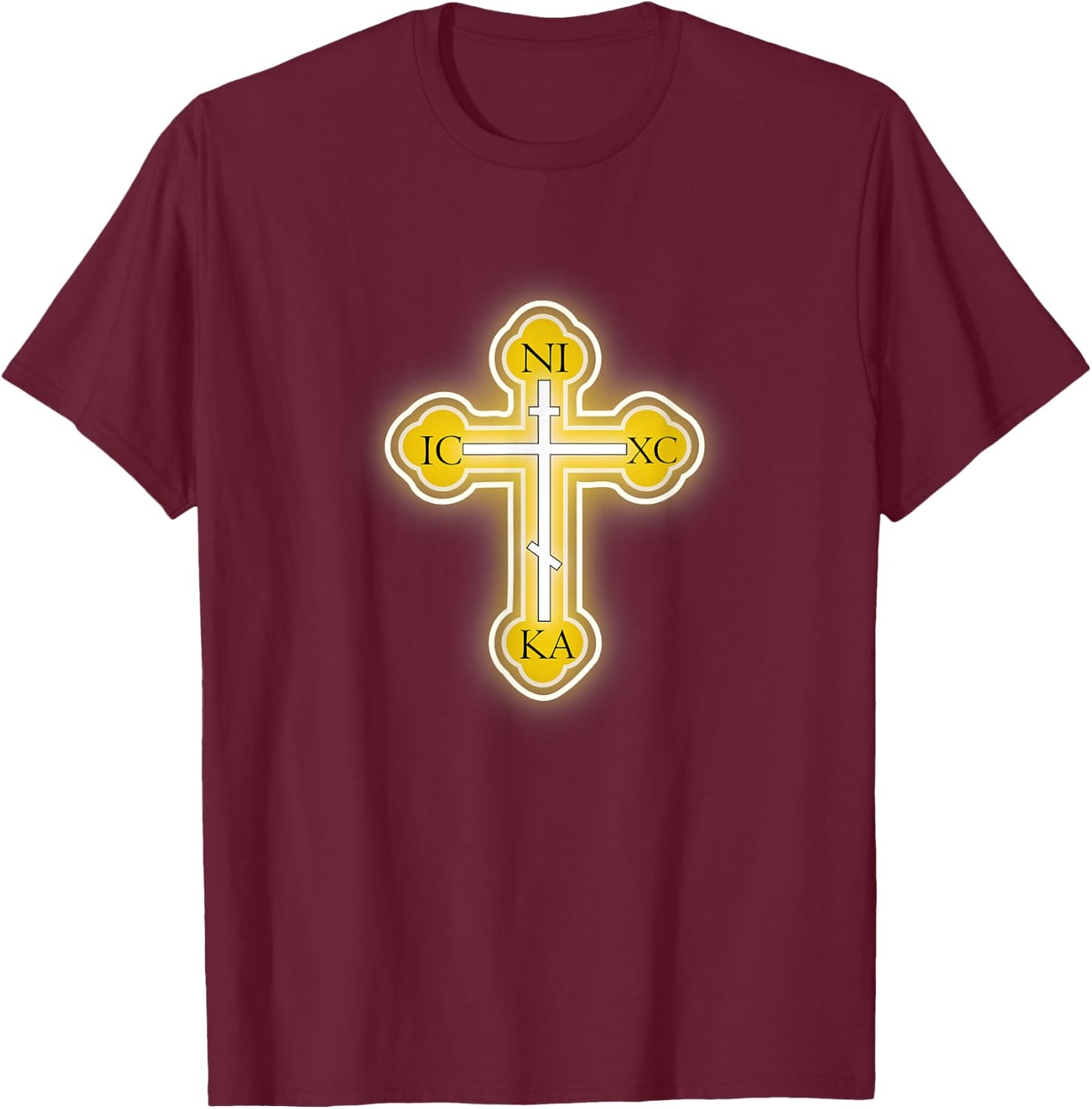 Russian Greek Christian Gift Easter Orthodox Cross T-Shirt - T-Shirt | Maroon