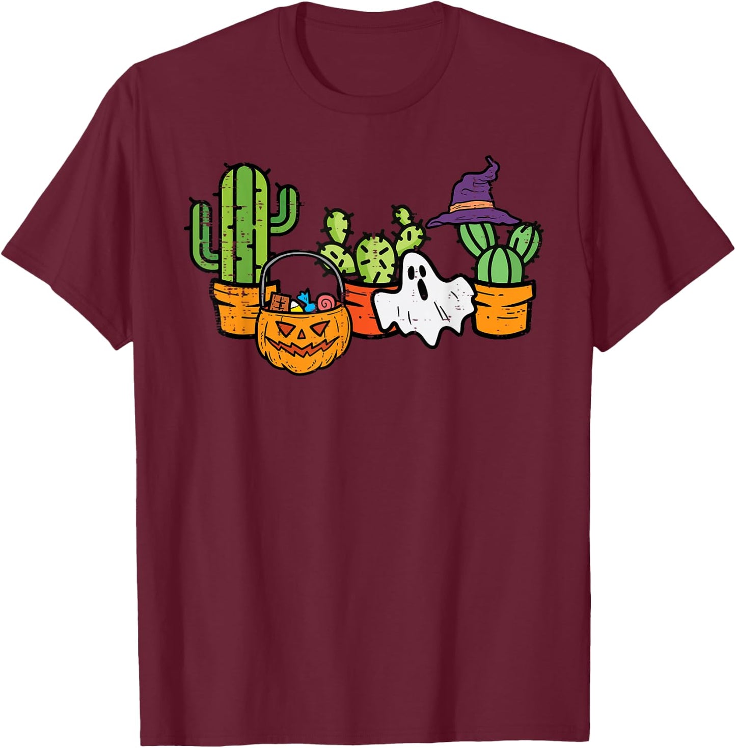 Halloween Cactus Succulent Plant Costume Men Women Kids Girl T-Shirt - T-Shirt | Maroon