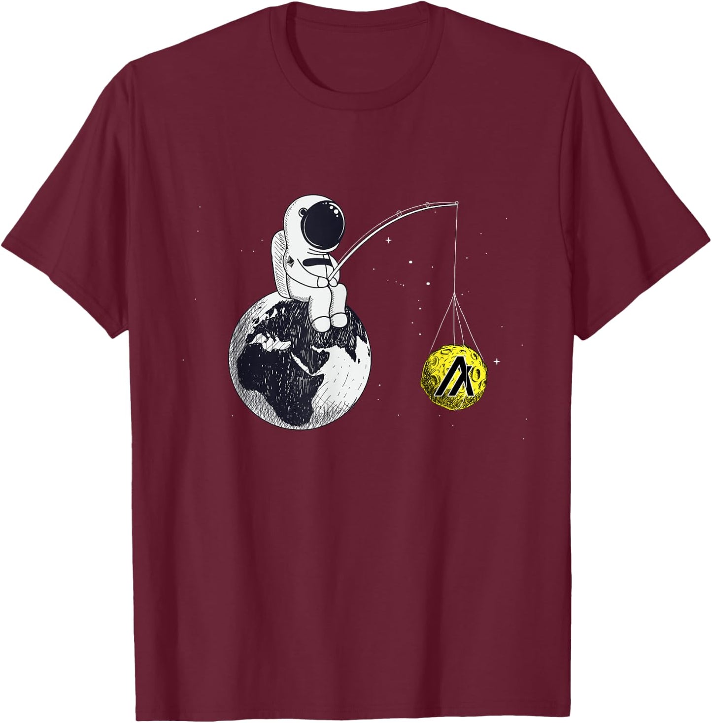 Cryptocurrency Talk - Algorand To The Moon Space Man Merch T-Shirt - T-Shirt | Maroon