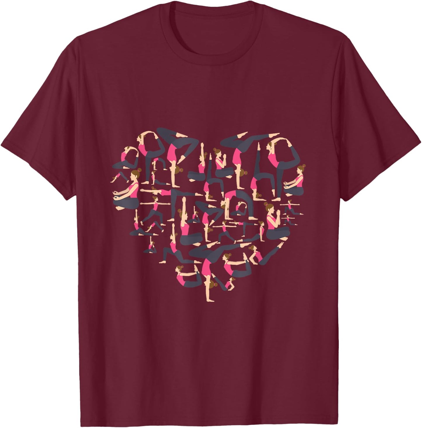 Love Yoga heart meditation pose men girl women Zen Spiritual T-Shirt - T-Shirt | Maroon
