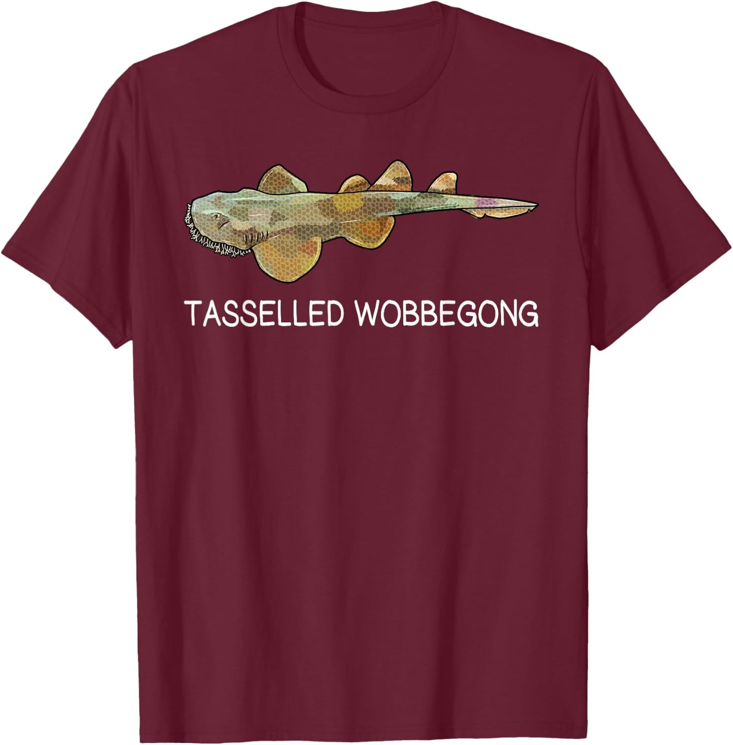 Tasselled Wobbegong Shark Lover T-Shirt - T-Shirt | Maroon