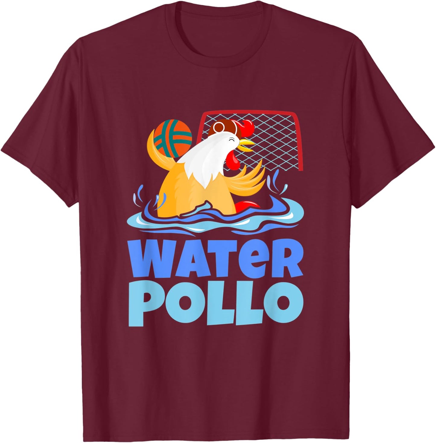 Funny Water Polo Humor, Water Pollo Chicken Pun T-Shirt - T-Shirt | Maroon