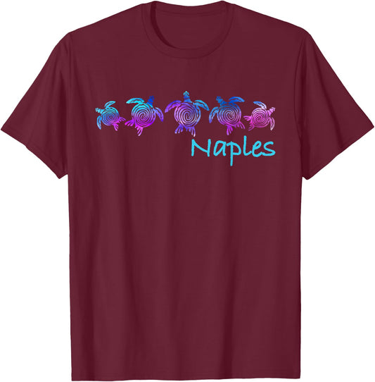 Naples, FL Beach Design / Tribal Turtle Gift T-Shirt - T-Shirt | Maroon