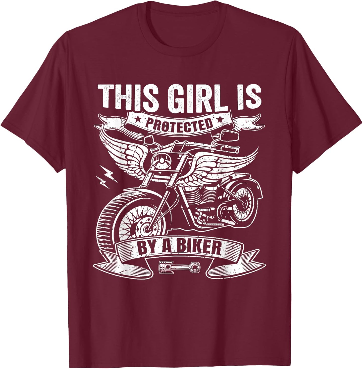 This Girl Is Protected By A Biker T-Shirt - T-Shirt | Maroon