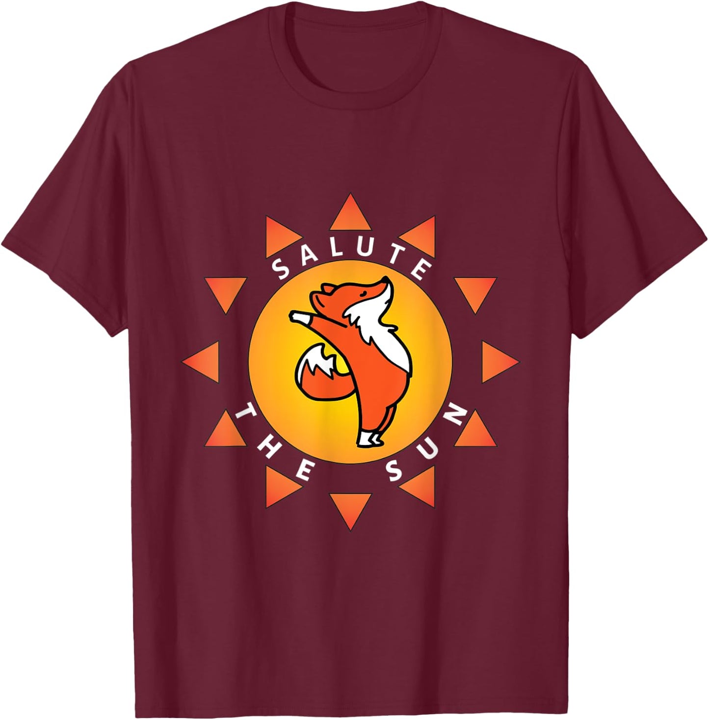 Cute Salute The Sun Yoga Fox Sunray T-Shirt - T-Shirt | Maroon