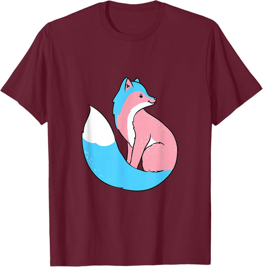 Trans Pride Fox Transgender T-Shirt - T-Shirt | Maroon