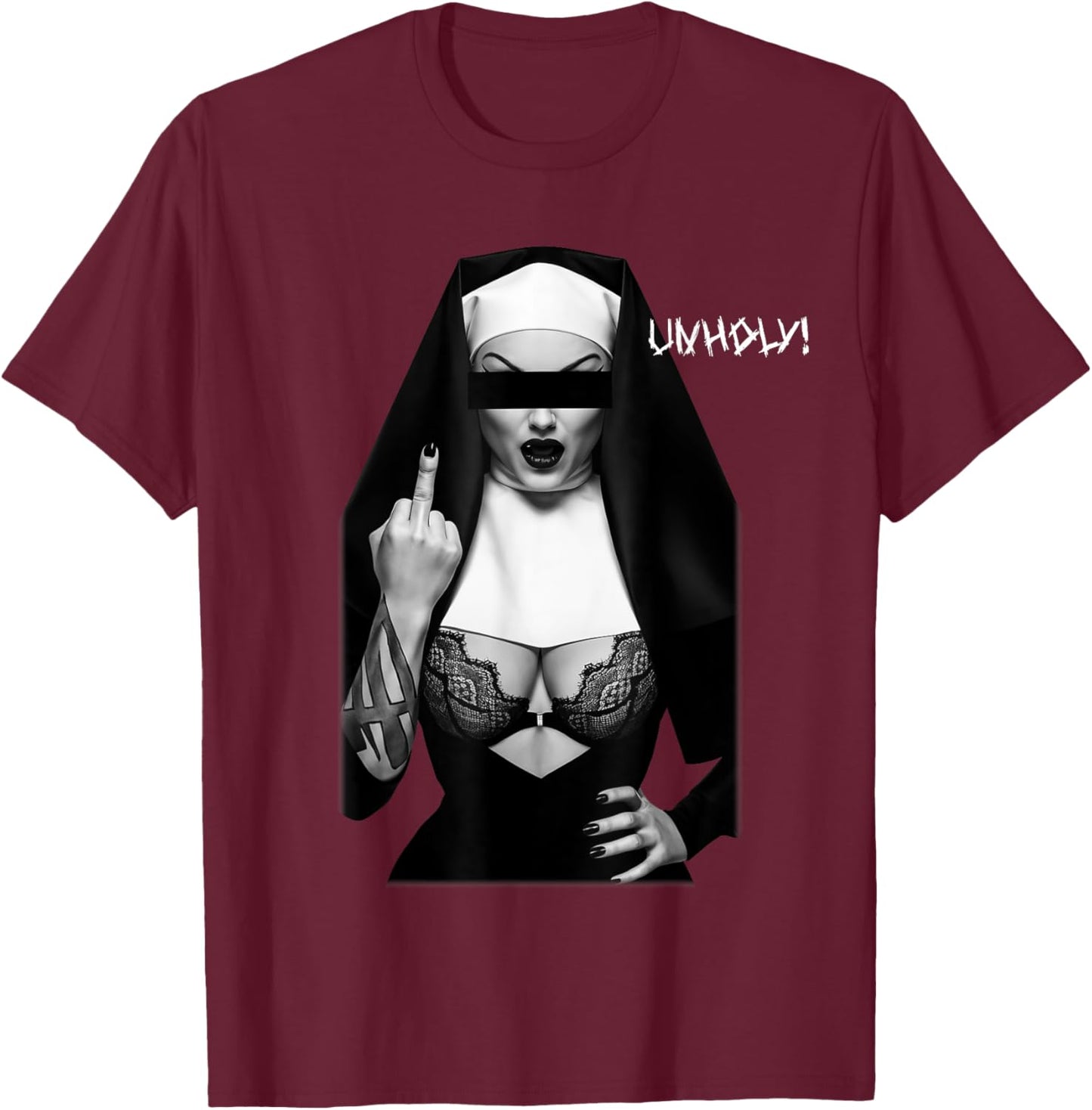 Sexy Unholy Nun T-Shirt - T-Shirt | Maroon