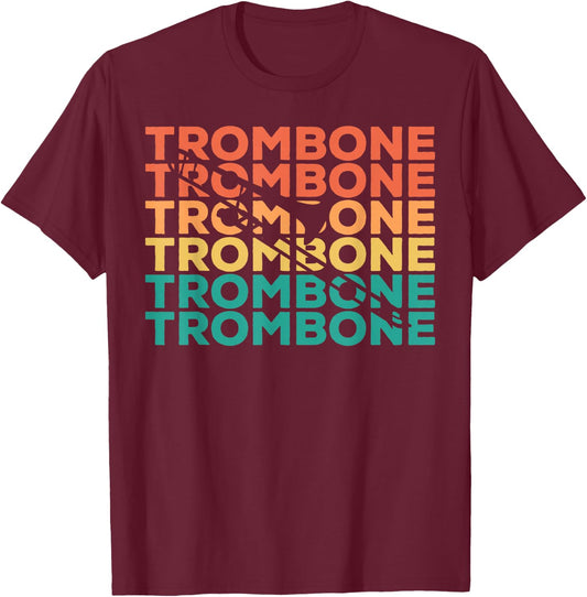 Retro Vintage Trombone Gift Trombone Players T-Shirt - T-Shirt | Maroon