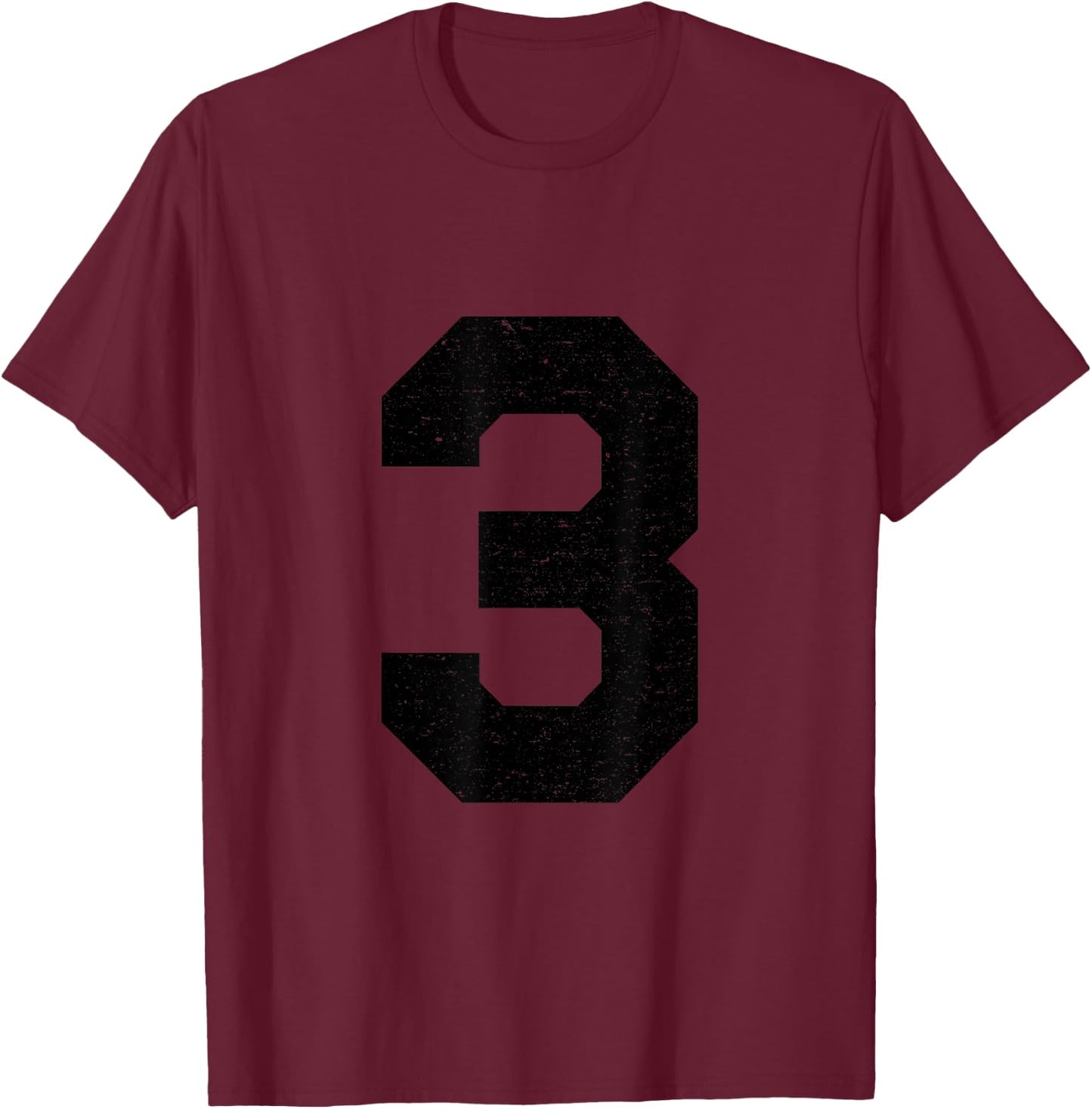 #3 Jersey Uniform Varsity Sports Number, 3rd Place T-Shirt - T-Shirt | Maroon